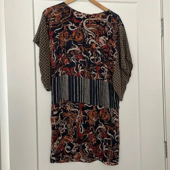 burning torch silk dress Burning Torch Silk Art Deco Shift Dress